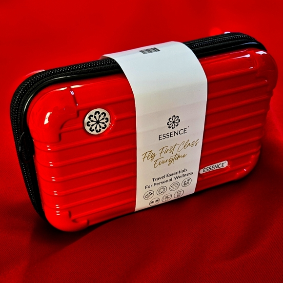 BRAND NEW Essence Beauty Red Mini Suitcase Travel & Wellness Essentials - Picture 1 of 17